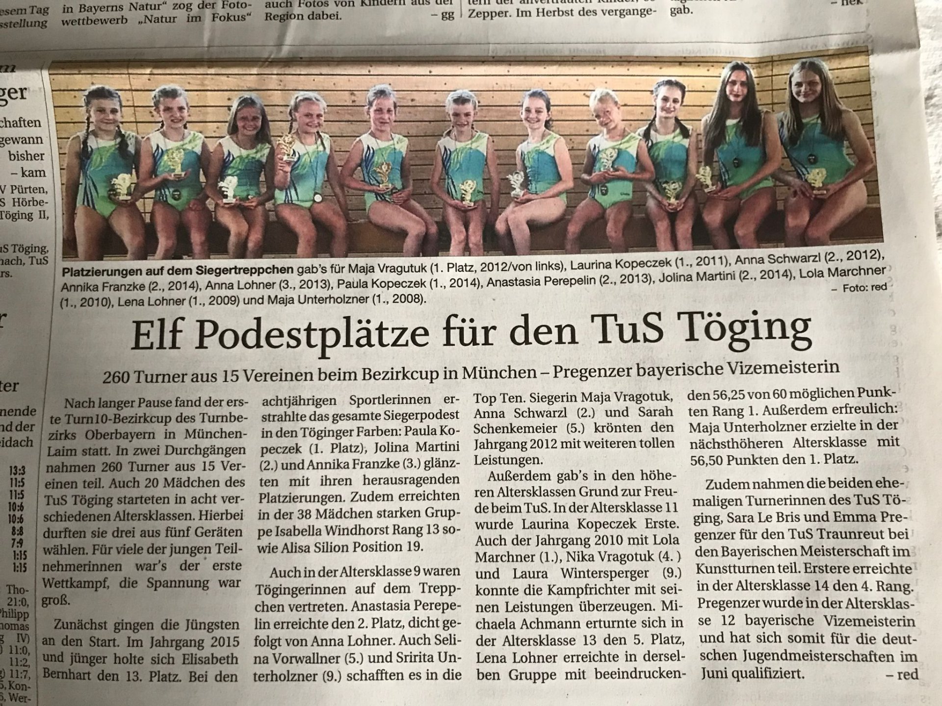 Zeitungsartikel Gerätturnen